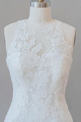 Hochgeschlossene Brautkleider im Meerjungfrau-Stil aus weißer Spitze_6