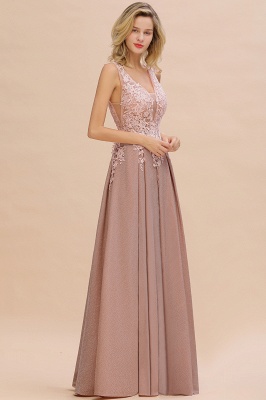 Rebacca | A-Line V-neck Floor-Length Tulle Sequined Prom Dresses_12