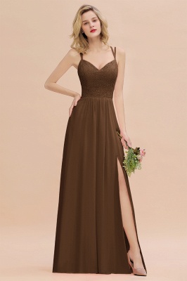 Sweetheart Aline Lace Party Dress Sleeveless Bridesmaid Dress with Side Slit_12