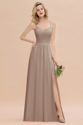 Sweetheart Aline Lace Party Dress Sleeveless Bridesmaid Dress with Side Slit_16