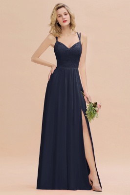 Sweetheart Aline Lace Party Dress Sleeveless Bridesmaid Dress with Side Slit_28
