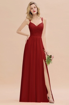 Sweetheart Aline Lace Party Dress Sleeveless Bridesmaid Dress with Side Slit_48