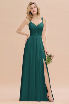 Sweetheart Aline Lace Party Dress Sleeveless Bridesmaid Dress with Side Slit_33