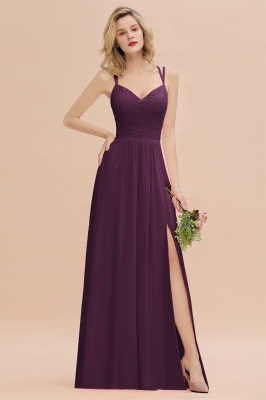 Sweetheart Aline Lace Party Dress Sleeveless Bridesmaid Dress with Side Slit_20