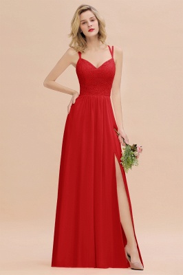 Sweetheart Aline Lace Party Dress Sleeveless Bridesmaid Dress with Side Slit_8