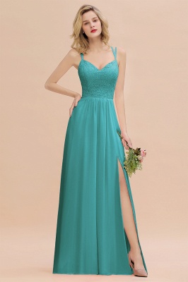 Sweetheart Aline Lace Party Dress Sleeveless Bridesmaid Dress with Side Slit_32