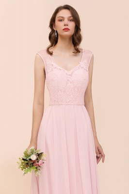 Romantic Sleeveless Lace Chiffon Wedding Guest Dress V-Neck Bridesmaid Dress_8