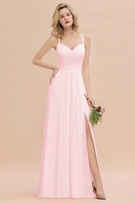 Sweetheart Aline Lace Party Dress Sleeveless Bridesmaid Dress with Side Slit_3