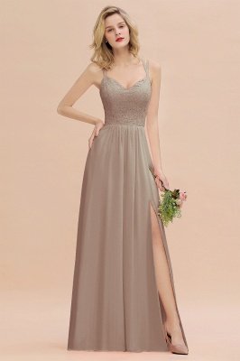 Кружевное вечернее платье Sweetheart Aline Платье для подружки невесты с боковым разрезом_16