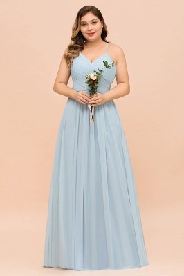 Plus Size Sky Blue Soft Chiffon Aline Bridesmaid Dress_8