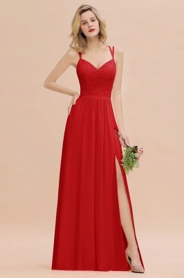 Sweetheart Aline Lace Party Dress Sleeveless Bridesmaid Dress with Side Slit_8