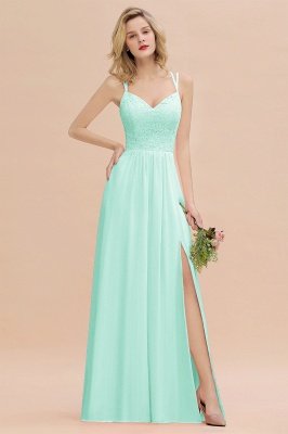Sweetheart Aline Lace Party Dress Sleeveless Bridesmaid Dress with Side Slit_36