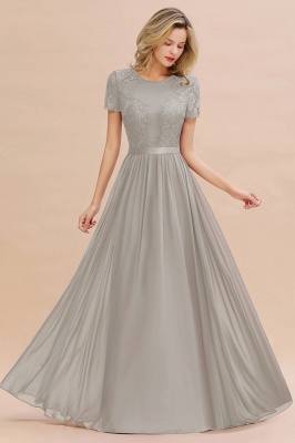 Retro Chiffon Lace Scoop Short-Sleeves Online Bridesmaid Dress_30