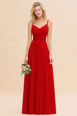 Elegant Ruffles Spaghetti Straps Simple Prom Dresses | A-Line Sleeveless Backless Evening Dresses_8