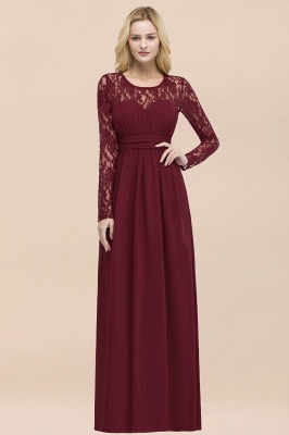 Long sleeves lace wine red chiffon bridesmaid dress_1
