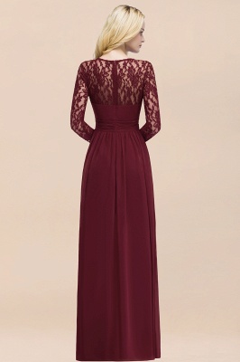 Long sleeves lace wine red chiffon bridesmaid dress_2