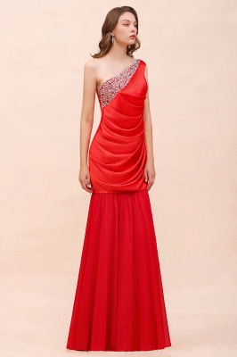 One Shoulder Red Ssatin Special Occasion Dress Detachable Dress for Party with Beadins_4