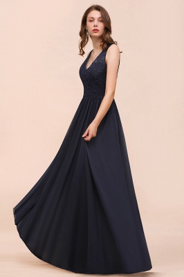 Elegant Aline Sleeveless Long Evening Dress V-Neck Chiffon Bridesmaid Dress_6