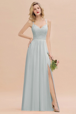 Sweetheart Aline Lace Party Dress Sleeveless Bridesmaid Dress with Side Slit_38
