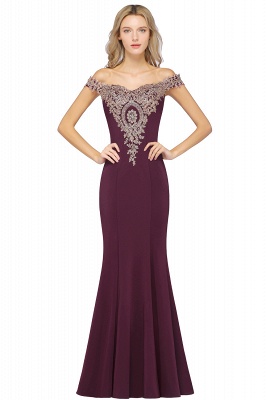 Simple Off-the-shoulder Burgundy Formal Dress with Lace Appliques_4