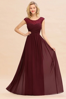 Elegant Jewel Neck Chiffon Aline Evening Dress Floor Length Wsedding Guest Dress_4