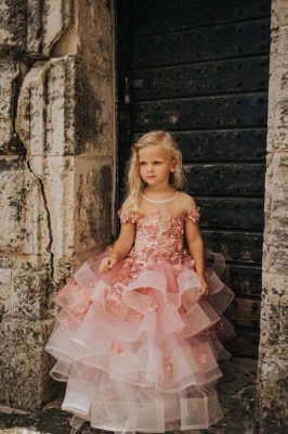Lovely Jewel Платья с длинными рукавами и цветами из тюля с цветочками ручной работы | Длинное прозрачное платье для девочки_1