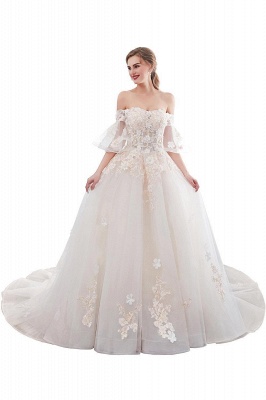 NANCE | Ball Gown Off-the-shoulder Floor Length Appliques Tulle Wedding Dresses_1