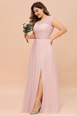 فستان سهرة بكتف واحد من الدانتيل Aline فستان وصيفة العروس باللون الوردي مع شق جانبي_8