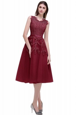 EMORY | A-Line Crew Tea Length Lace Appliques Short Prom Dresses_3
