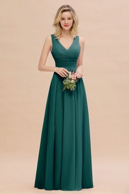 Elegant V-Neck Ruffles Bridesmaid Dress On Sale | Sexy Long Evening Dresses_33