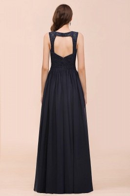 Elegant Aline Sleeveless Long Evening Dress V-Neck Chiffon Bridesmaid Dress_3