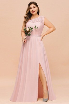 فستان سهرة بكتف واحد من الدانتيل Aline فستان وصيفة العروس باللون الوردي مع شق جانبي_7
