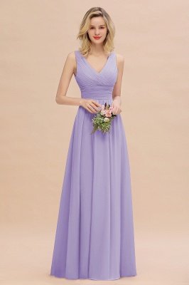 Elegant V-Neck Ruffles Bridesmaid Dress On Sale | Sexy Long Evening Dresses_21