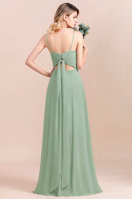 Romantic Sweetheart Sage Garden Bridesmaid DressSpaghetti Straps Long Special Occasion Dress with Side Slit_3