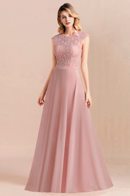 Elegantes Dusty Pink Soft Lace Chiffon Abendkleid Sleveless Aline Brautjungfernkleid_4