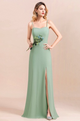 Romantic Sweetheart Sage Garden Bridesmaid DressSpaghetti Straps Long Special Occasion Dress with Side Slit_8