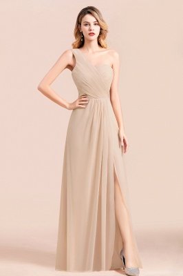 Простое свадебное платье с одним плечом для гостей, шифоновое вечернее платье Aline с боковым разрезом_1