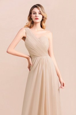 Простое свадебное платье с одним плечом для гостей, шифоновое вечернее платье Aline с боковым разрезом_8
