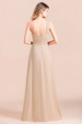 Простое свадебное платье с одним плечом для гостей, шифоновое вечернее платье Aline с боковым разрезом_3
