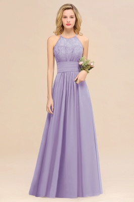 Purple Elegant Halter Hollow Lace Aline Maid of Honor Dress Floor Length Chiffon Bridesmaid Dress_21