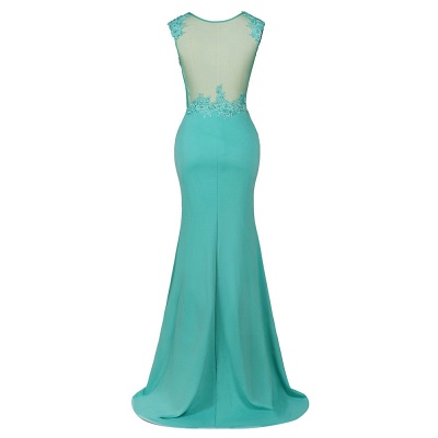 Arrick | Mint Green round neck Cap sleeve Lace appliques Prom Dress_12