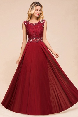 Arla | Trendy Round neck Beaded Burgundy Lace Bridesmaid Dress with Belt_6