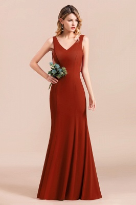 Темно-красное платье для свадебной вечеринки с V-образным вырезом Платье для подружки невесты без рукавов с накидкой_4