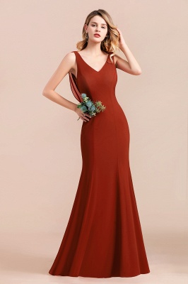 Темно-красное платье для свадебной вечеринки с V-образным вырезом Платье для подружки невесты без рукавов с накидкой_6