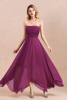 Strapless Purple Chiffon Evening Party Dress Spacial Occasion Dress_1