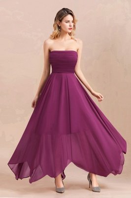 Strapless Purple Chiffon Evening Party Dress Spacial Occasion Dress_4