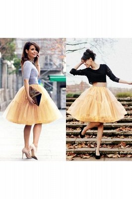 Puffy Knee-length Carnival Peticoat in Burgundy, White, Yellow, Gray, Pink, Mint Green_22