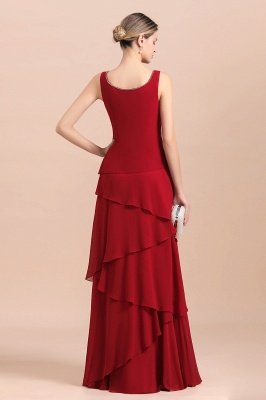 Ruby Chiffon Two-pieces Ruffles Long sleeves Mother of the Bride Dress_7