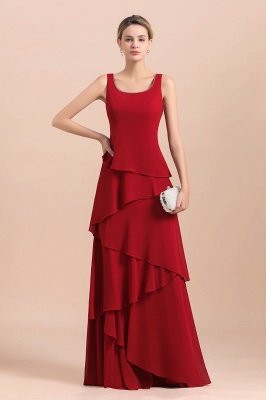 Ruby Chiffon Two-pieces Ruffles Long sleeves Mother of the Bride Dress_8
