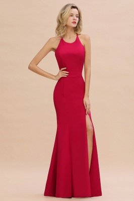 Sexy Halter Mermaid Evening Maxi Gown Side Slit Party Dress_2